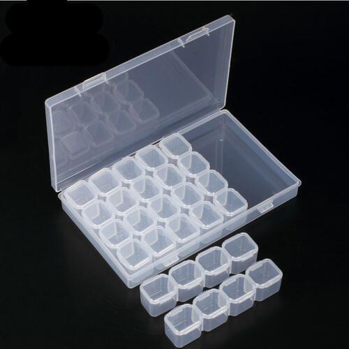 Nail Art Decorations Storage Case 28 Compartment Empty Box Transparent Nails Accessoires Glitter Rhinestones Container Tools
