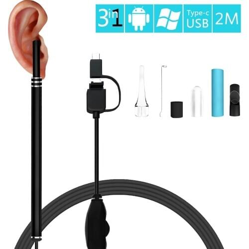 Ear Cleaning Endoscope HD Visual Ear Spoon 3-in-1 USB&Android&Type-c With Mini Camera Ear Health Care Cleaning Tool
