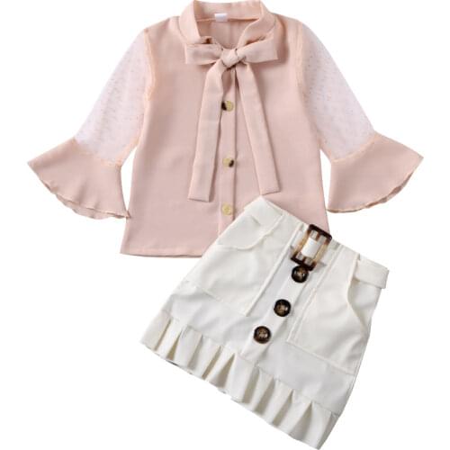 Boutique Kid Clothes 2020 Toddler Kids Baby Girls Tops Long Sleeve T-shirt & Leather Skirts Outfits Clothes Sets