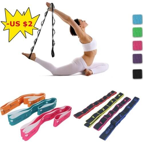 Yoga Pull Strap Belt Polyester Latex Elastic Latin Dance Stretching Band Loop Yoga Pilates GYM Fitness Exercise Resistance Bands