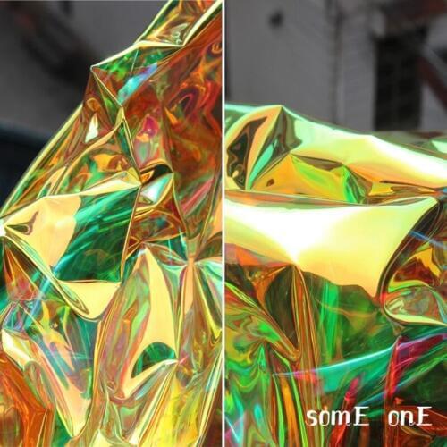 0.38mm Tpu Fabric laser PVC Plastic Fluorescent Gold Waterproof DIY Raincoat Reflective Clothes Bags Decor Designer Fabric