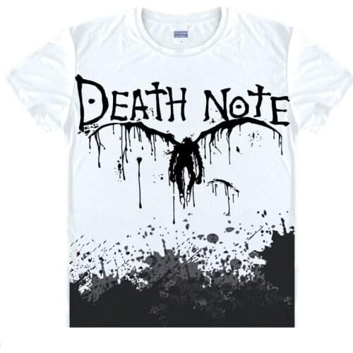 DEATH NOTE L.Lawliet Printed T-shirt Yagami Light Cosplay Tshirts Summer Short Sleeve Tops Mens Funny T Shirt Casual Tees