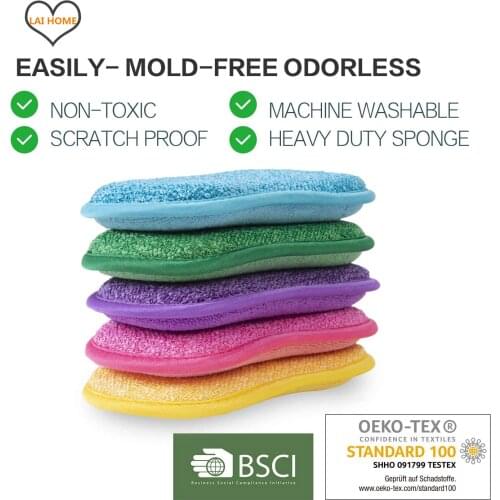 Professional dropshipping 10PCS BEAR FAMILY Microfiber sponge kitchen bathroom cleaning sponges can be customized packaging bag