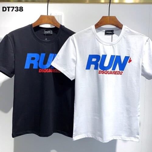 Summer New Dsquared2 Men/Women Hip-Hop Round Neck Short-Sleeved T-Shirt Cotton Locomotive Letter Printing Casual Tee DT738