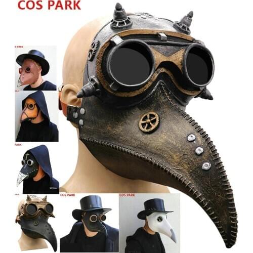 Plague Doctor Mask Steampunk Halloween Latex Headgear Beak Bird Long Nose Cosplay Party Props Crow Mask