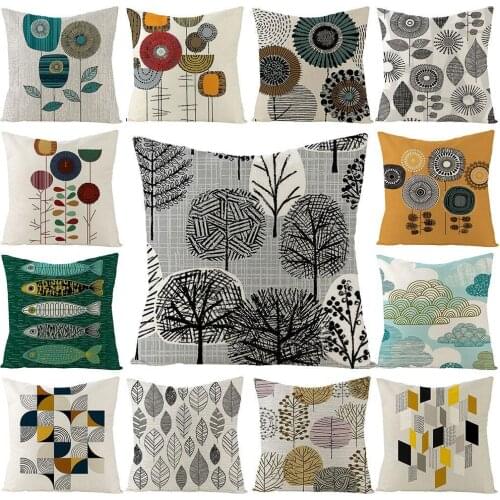 45x45CM Geometry Flower Leaves Fish PatternPillows Cushion Cover Pillow Case Sofa Chair Bedroom Cushion Cover Home Decor