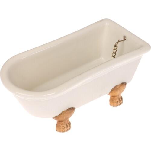 New Arrival Different Style 1:12 Dollhouse Porcelain Bath Tub Miniature Bathroom Furniture Accessory