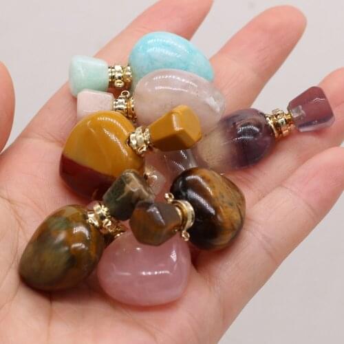 Wholesale 2021 New Natural Stone Semi-precious Stone Love Heart Shape Perfume Bottle for DIY Necklace Bracelet Making Jewelry