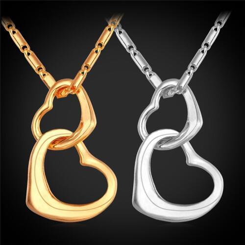 Heart Pendant Necklace Women Gold Color Fashion Jewelry Chain Collares Necklaces & Pendants P919