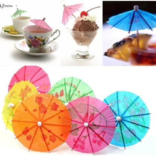 50pcs/pack Drink Fruit Cake Sticks Mini Umbrella Paper Cocktail Parasols Umbrellas Wedding Decoration Birthday Party Supplies 5Z