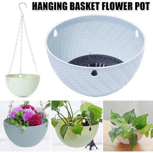Hanging Basket Planting Pot Garden Plant Chain Planters Decoration Plastic 16x10cm