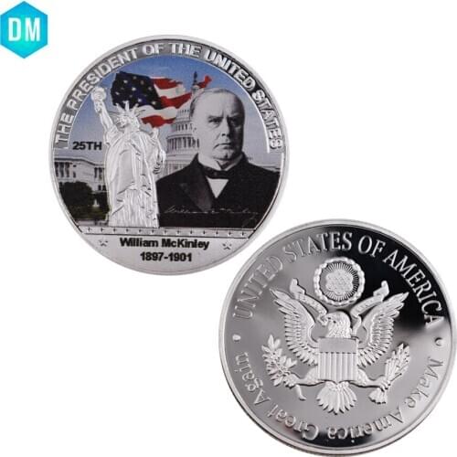 Birthday Souvenir Gifts American Silver Coin US 25th President Gift Coin Williarn Mckinley Commemorative Metal Coin