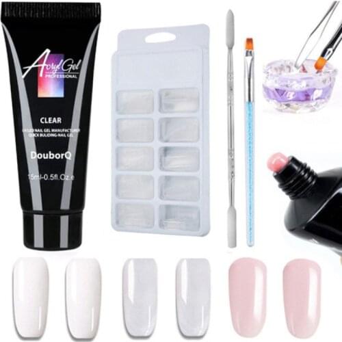 Nail polish primer nude color series natural nail art quick-drying phototherapy glue three-color extension glue 15ml set