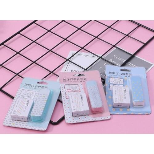 1 Set Manual Mini Stapler 3 Color Staplers Set Stationery School Office Supplies