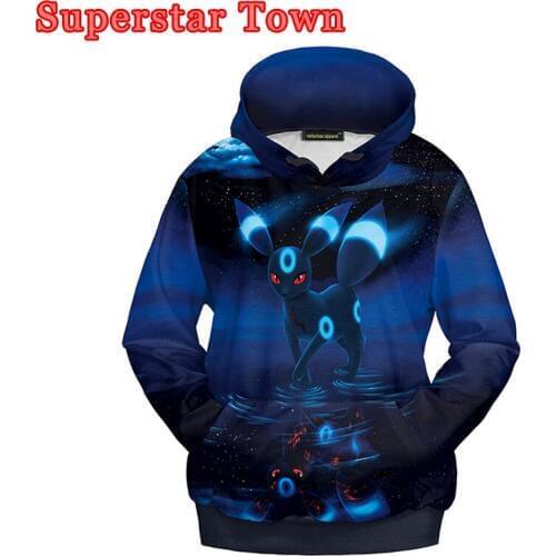 Umbreon Hoodies Japanese Anime Pocket Monster Cosplay Sweatshirt Harajuku Casual Lover Couples Pullover Coat