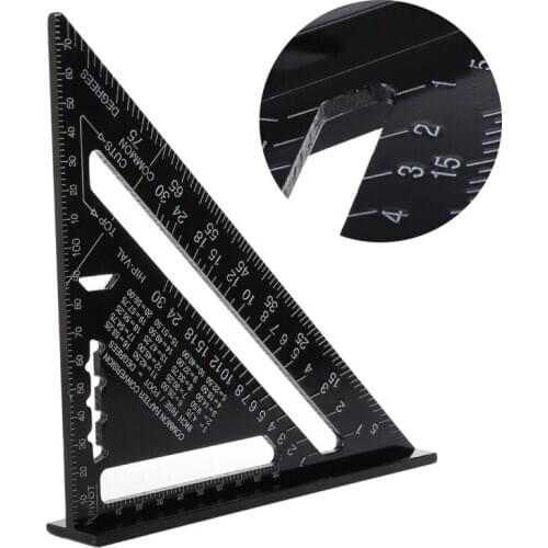Triangular Measuring Ruler 7 Inch Metric Aluminum Alloy Speed Square Roofing Triangle Angle Protractor Trammel Tester Tools