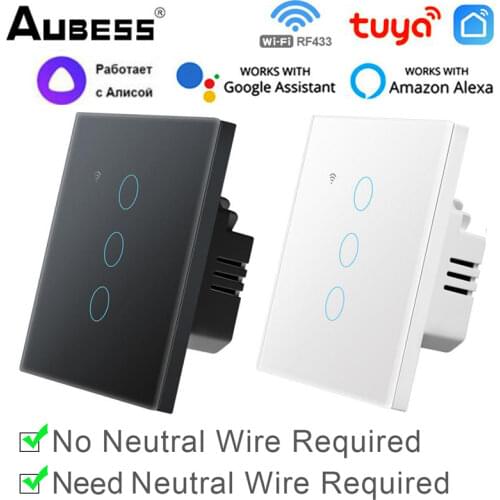TUYA WiFi Smart Touch 1/2/3 Gang Switch 110-250V Home Wall Button Smart House EU Switch Work With Alexa And Google Home