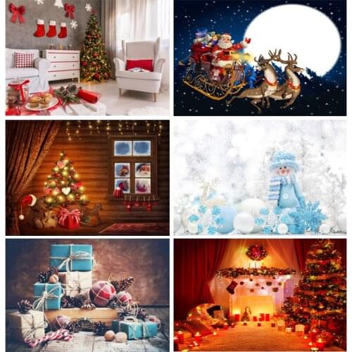 Vinyl Custom Christmas Day Photography Backdrops Prop Christmas Tree Festival Theme Photo Studio Background XT20924SD-07