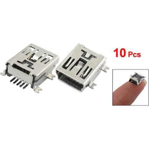 Top quality SODIAL(R) 10 x Mini USB 5 Pin Socket Female Solder Plug Adaptor Connector