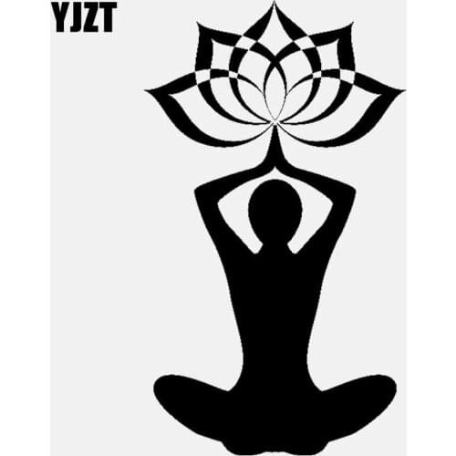 YJZT 7.9CM*13.7CM Buddha Buddhism Fitness Meditation Car Sticker Vinyl Decal Black/Silver C3-1534