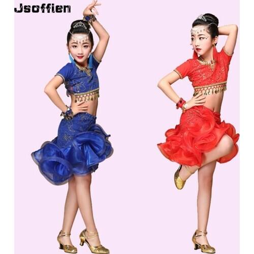 Girl Latin Competition Dance Dress Tango Dance Wear Kids Latin Practice Skirt Salsa Ballroom Kids Dresses Vestido Clothing