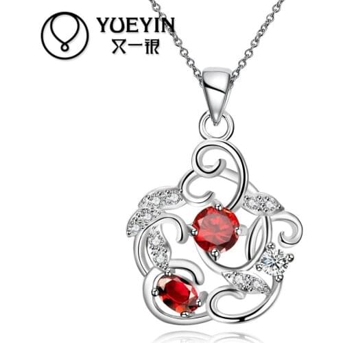 N127-B Fashion necklace hollow carved rhinestone silver plated wedding necklace women jewelry