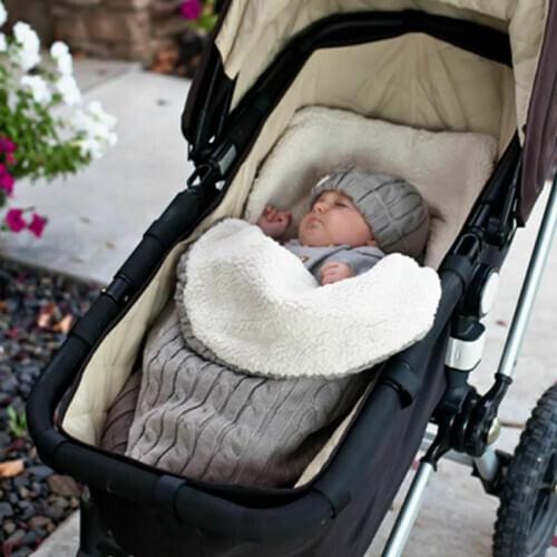 Newborn Baby Winter Stroller Wrap Blanket Footmuff Thick Warm Knit Crochet Swaddle Sleeping Bags Toddler Little Baby Sleep Sack
