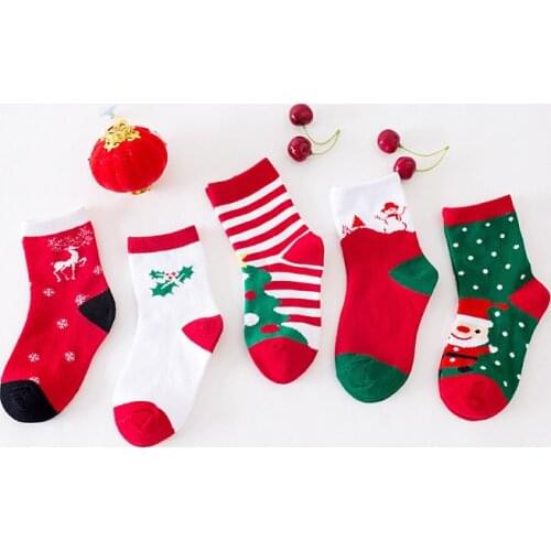 1 Pair Cotton Winter Autumn Baby Girls Boys Kids Socks Children Terry Snowflake Elk Santa Claus Christmas Bear Gift Stuff