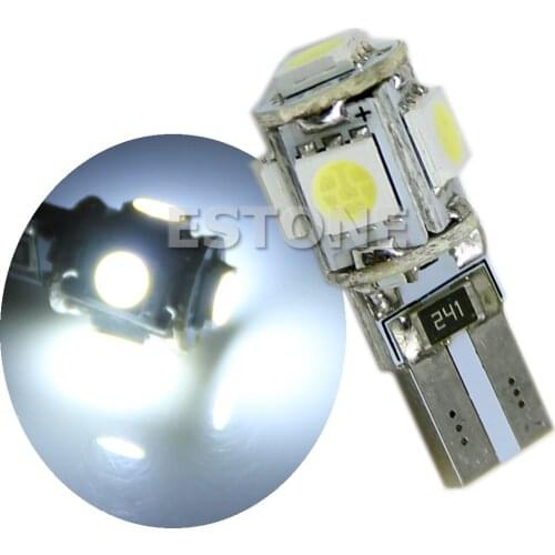 1pc T10 5-SMD 5050 Interior LED Light bulbs Wedge W5W 194 168 White 28GC