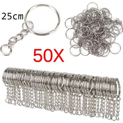 Polished Keyring Keychain Short Chain Split Ring Key Fob DIY Tools Desk Sets School Stationery Office Supplies 10/50/100pcs