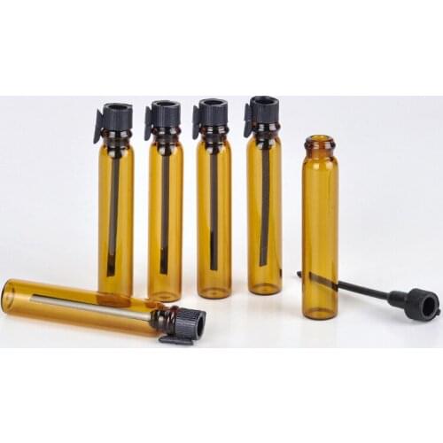 1000pcs 2ML Portable Refillable Brown Glass Perfume Bottle With Black Cap&Empty Essential Oils Trial Pack Tube by DHL