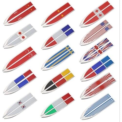Car 15.5*2.2cm Alloy Epoxy Blade Badge Emblem Fender Sticker For Italy Russia Sweden USA Germany France UK Flag 2Pcs =1 Pair