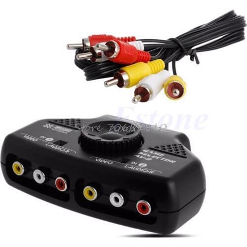 2 Way Audio Video AV RCA Game Selector Switch Box Splitter Cable 3RCA For XBox DVD