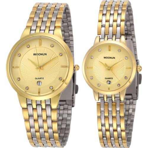 2020 Hot Couple Watch Luxury Business Gold Lovers Watches Stainless Steel Quartz Wristwatches Pair Watches Valentines Day Gift