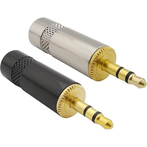 3.5mm 3 Pole Male Plug Stereo Audio Solder Connector 3.5 Headphone Plug Audio Cable Soldering Connectors Black & Silver