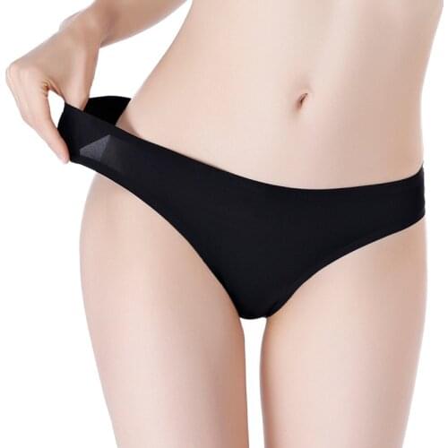 3Pcs G-strings Sexy Ice Silk Hips Girls Thongs See-through Hollow Breathable Low-waist Romantic Lace Super Elastic Female T-back