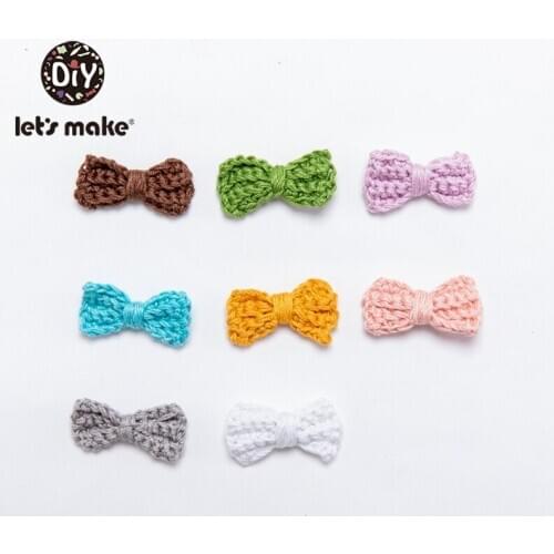Lets Make 5PC Crochet Beads Bow Tie DIY Baby Teether Toy Gift Teething Soft Baby Products For Newborns Cotton PVC Free