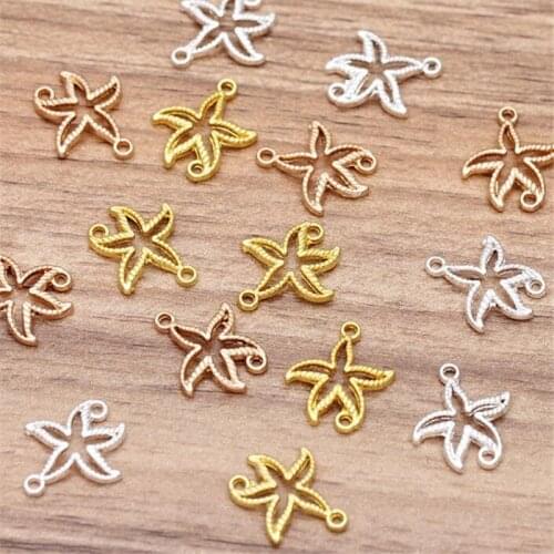 50pcs 18x16mm Pendant Charms silver color Starfish Charms for DIY Neckalce Bracelet Fashion Jewelry Findings