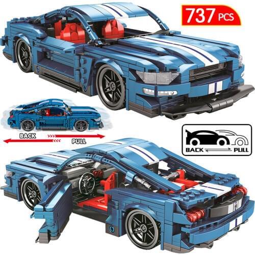 728PCS City Diy Pull Back Mechanical Racing Car Building Blocks For Technical Car Bricks Toys For Children Boy