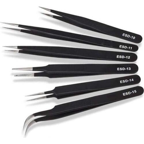 6PCS Anti-Static ESD Tweezers Electronic Rework Tool Set Anti-Magnetic Tweezers DIY Tools baking tools for cakes decorating tool