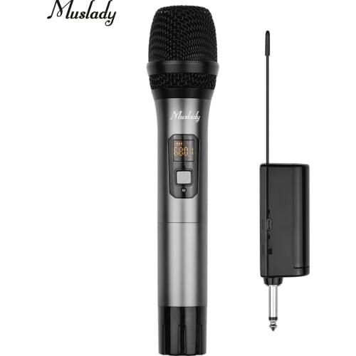Muslady UHF Wireless Microphone System & Dual Handheld Cardioid Microphone & Receiver 16 Channels Video Live Broadcast Interview