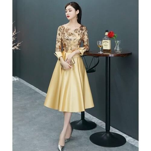 Black Tea Length Illusion Evening Dresses Special Occasion Dress Islamic Dubai Kaftan Saudi Arabic Prom Dress