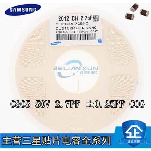 CL21C2R7CBANNNC CL21C2R7BBANNNC 0805 2.7pF 50V C0G ±0.1pF ±0.25pF SMD capacitor 2012 CH 2.7PF CL21C2R7CBANNNC 0805 2.7P 4K
