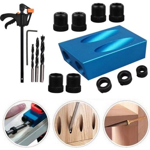 Pocket Hole Screw Jig Dowel Drill Joinery Kit Wood Woodwork Guides Joint Angle Tool