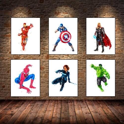 Marvel Avengers Canvas Painting Superhero Spiderman Iron Man Poster and Print Wall Art Picture for Living Room Home Decoration