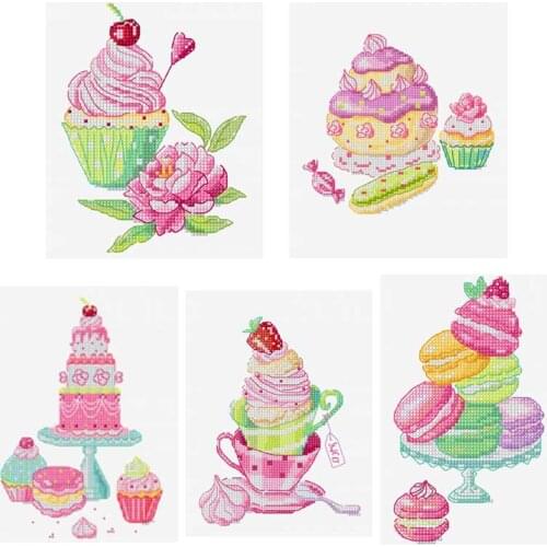 Cup cake patterns counted 11CT 14CT DIY Cross Stitch Sets wholesale Cross-stitch Kits Embroidery Needlework