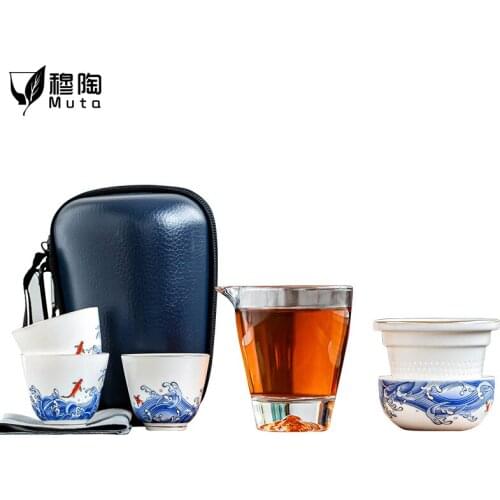 Ceramic teapots with 2 cups a tea sets portable travel office tea set drinkware black crockery ceramic teapot kettles tea cups