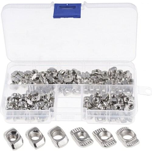 160Pcs T-nut M3 M4 M5 For 20 Series Aluminum Profile Fittings T-nut Set Boat-Type Nut Set Nut Fixing Connector