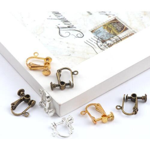 13x16mm Metal Brass Screw Clip Earring Converter,Non-pierced ears DIY Earring back Earstud Pendant Jewelry Findings