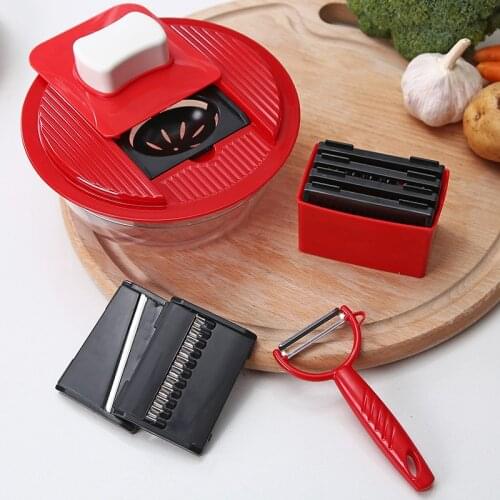 7pcs Blades Multifunction Vegetable Cutter kitchen Steel Blade Grater Round Mandoline Slicer Potato Slicer Kitchen Gadget